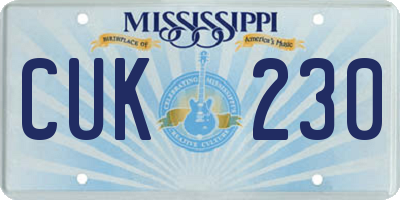MS license plate CUK230