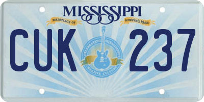 MS license plate CUK237