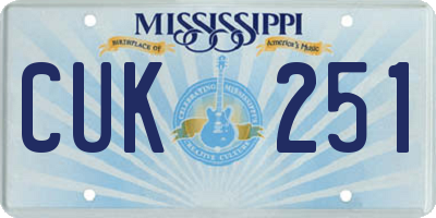 MS license plate CUK251
