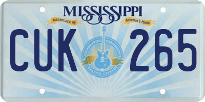MS license plate CUK265