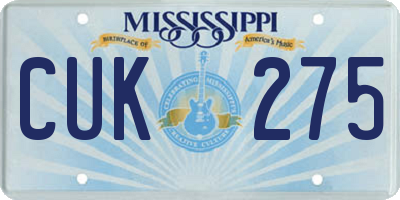 MS license plate CUK275