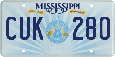 MS license plate CUK280
