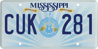 MS license plate CUK281