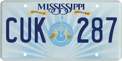 MS license plate CUK287