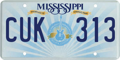 MS license plate CUK313
