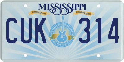 MS license plate CUK314