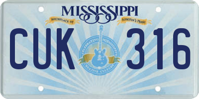 MS license plate CUK316