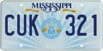 MS license plate CUK321