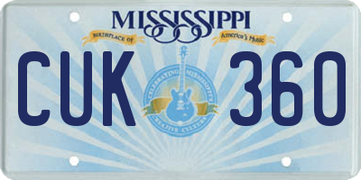MS license plate CUK360