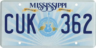 MS license plate CUK362