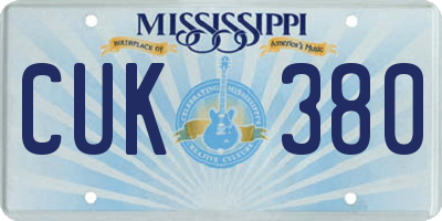 MS license plate CUK380