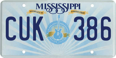 MS license plate CUK386