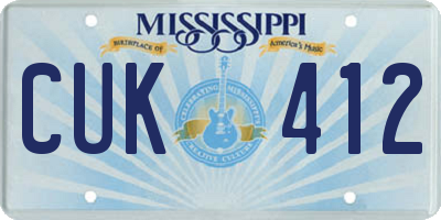 MS license plate CUK412