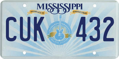 MS license plate CUK432