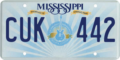 MS license plate CUK442