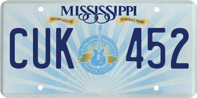 MS license plate CUK452