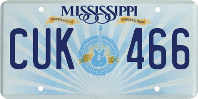 MS license plate CUK466