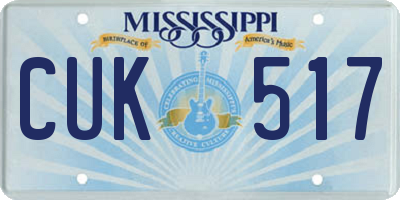 MS license plate CUK517