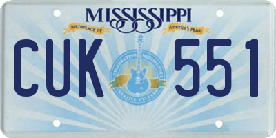 MS license plate CUK551