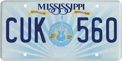 MS license plate CUK560