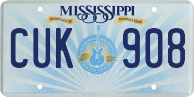 MS license plate CUK908