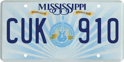 MS license plate CUK910