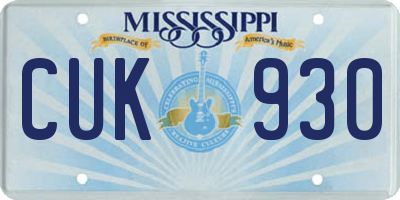 MS license plate CUK930