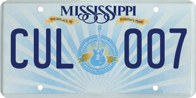 MS license plate CUL007