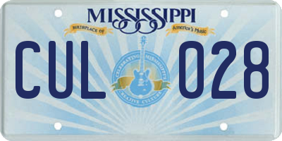 MS license plate CUL028