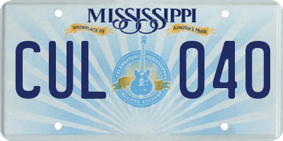 MS license plate CUL040