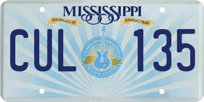 MS license plate CUL135
