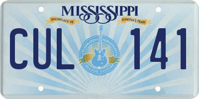 MS license plate CUL141