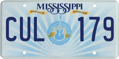 MS license plate CUL179