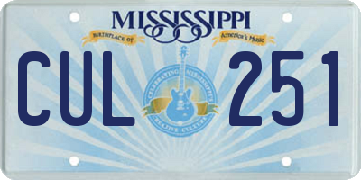 MS license plate CUL251