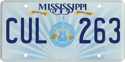 MS license plate CUL263