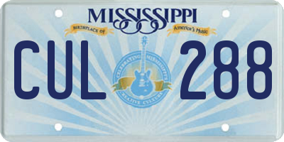 MS license plate CUL288