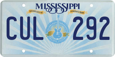 MS license plate CUL292