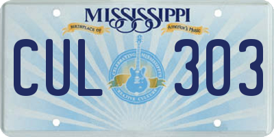 MS license plate CUL303