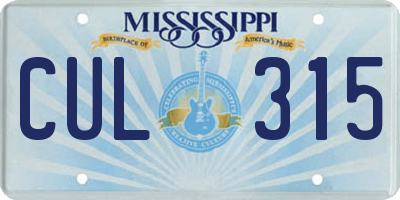 MS license plate CUL315