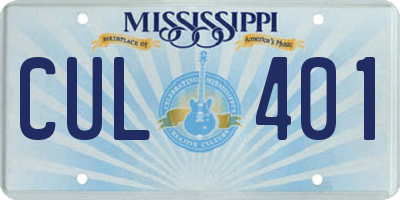 MS license plate CUL401
