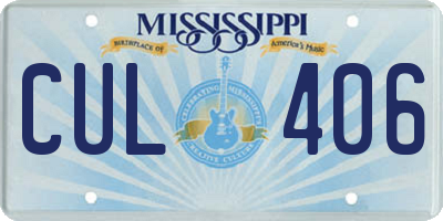 MS license plate CUL406