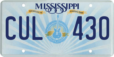 MS license plate CUL430