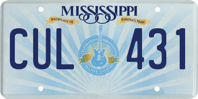 MS license plate CUL431