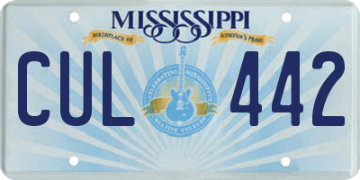 MS license plate CUL442