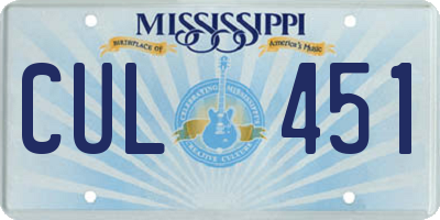 MS license plate CUL451