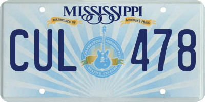 MS license plate CUL478