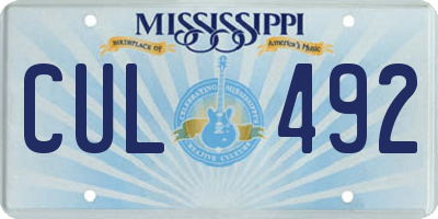 MS license plate CUL492