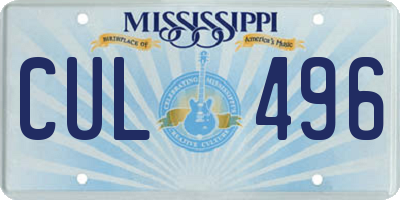 MS license plate CUL496