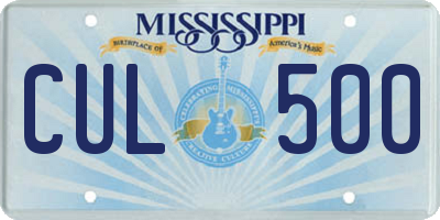 MS license plate CUL500