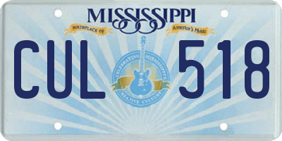 MS license plate CUL518